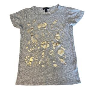 J Crew Metallic menagerie Grey T-shirt Item F9854 size XS